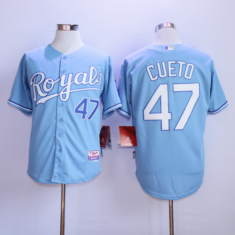 Men Kansas City Royals #47 Cueto Light Blue MLB Jerseys